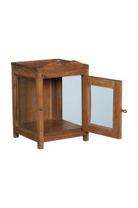 small cabinet with glass.