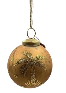 Kerstbal goud palmboom WEL169